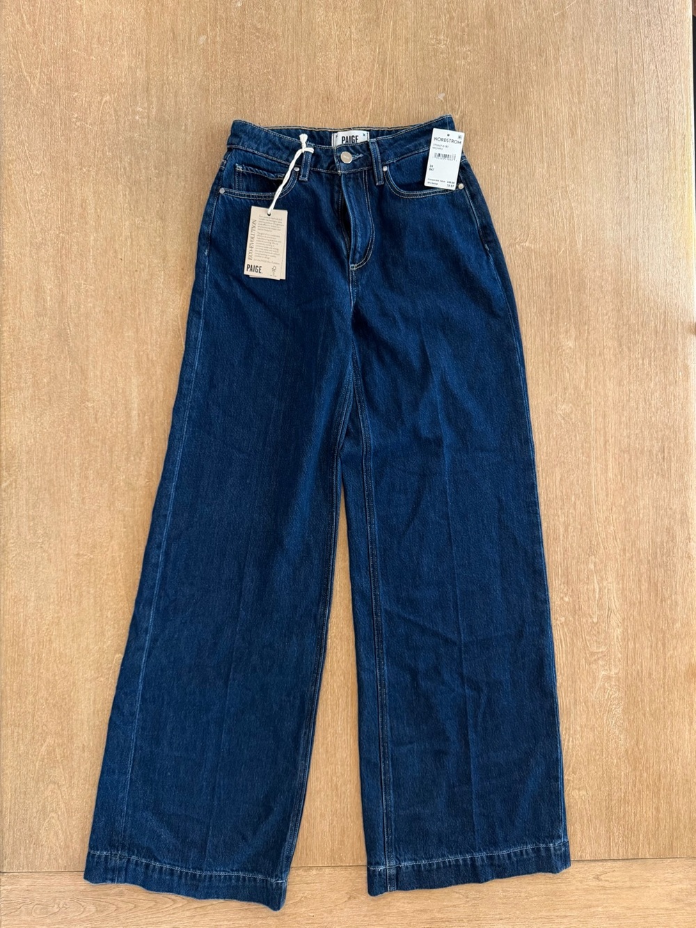 PAIGE Michiru High Rise Wide Leg Jeans NWT Size 24 Dark Wash Designer Denim